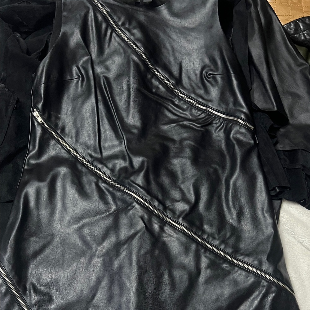 Mi Black Leather Dress with Design Lab Tag